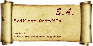 Sréter András névjegykártya